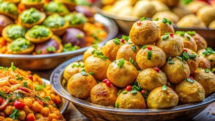 Mouthwatering pani puri and gol gappas: street food perfection. - obrazy, fototapety, plakaty