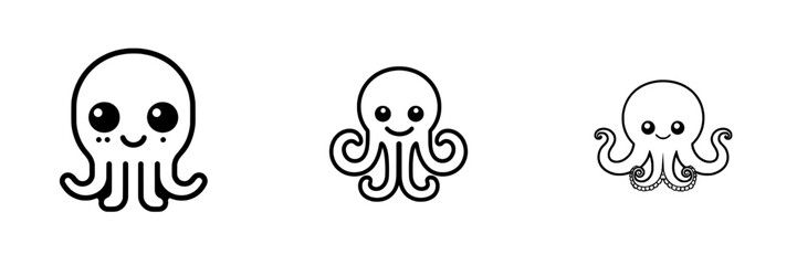 Fototapeta premium Cartoon character with an octopus on a white background. Perfect for coloring pages or book illustrations.