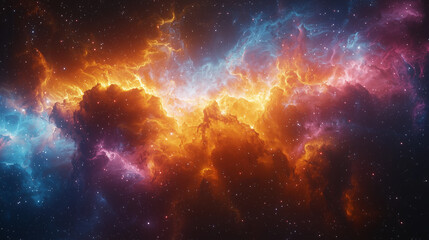 Obraz premium explosive cosmic event unfurls with fiery colors and electric blues in a mesmerizing interstellar spectacle