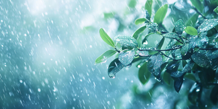 Gentle rain background with soft blues and grays, evoking a peaceful and calming effect