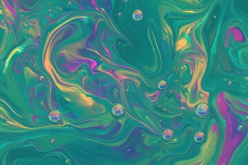 Fototapeta premium A vibrant abstract design featuring swirling colors and bubbles, creating a captivating visual experience.