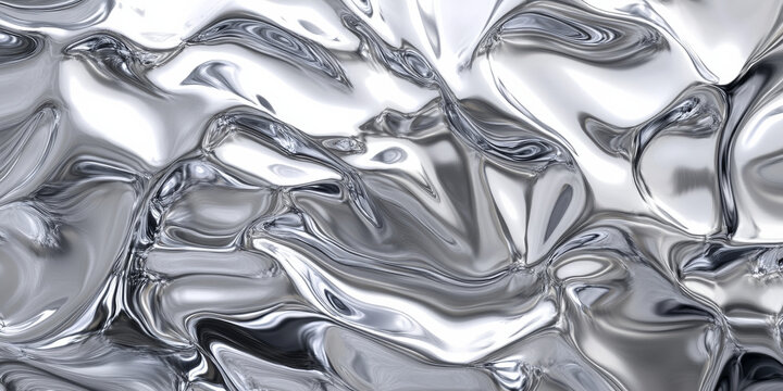 Wrinkled aluminum foil texture with reflective silver highlights, adding a modern, edgy vibe