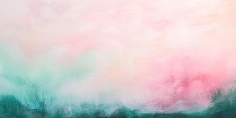 Obraz premium An ethereal abstract background with soft pastels of pink and green, layered to create a dreamlike atmosphere