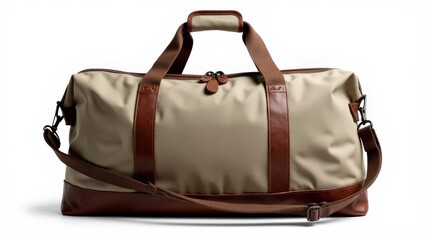 Minimalist duffel bag with leather details, ideal for custom branding