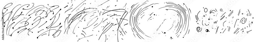 Poster hand-drawn texture patterns in abstract art based on chaos doodles.