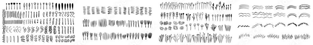 Poster highlighting elements with doodles. line drawings in line sketch style.