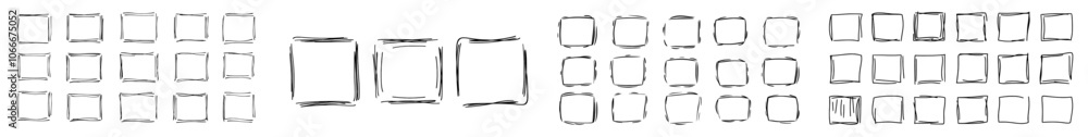 Poster the set of borders grunge template sets features hand drawn square frames. doodle line square frames