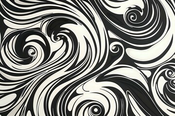 Abstract Swirling Black and White Pattern