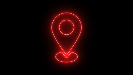 Location Icon on black background. Vibrant Neon Location Icon - Modern GPS and Navigation Symbol in Bright, Glowing Colors, Perfect for Maps, Apps, and Digital Interfaces