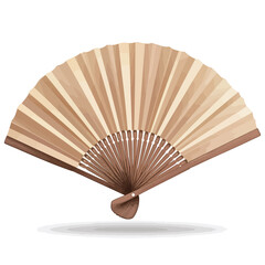 Wooden fan isolated on white background. Vector illustration. 