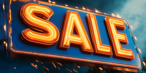 Electric blue and orange "SALE" sign with lightning bolt elements, perfect for high energy promotions