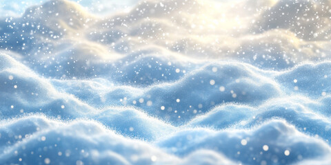 Dense, fluffy snow texture with soft highlights and shadows, capturing a fresh snowfall atmosphere