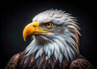 Fototapeta premium Majestic American Eagle Portrait on Dark Background for Framing - Stunning Wildlife Photography, Animal Art, Nature Decor, Eagle Image, Wildlife Decor, Photography Prints