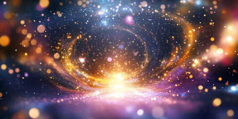 Fototapeta premium A portal to another realm surrounded by swirling stars and shimmering lights, capturing the essence of magical time travel