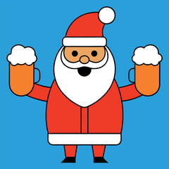 Festive Santa with Beer Cheers Vector