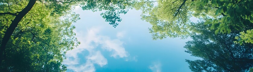 Obraz premium A Glimpse of Sky Through Lush Summer Foliage