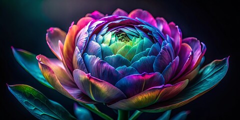 Obraz premium A Symphony of Hues Unfolding in a Single Bloom, Capturing the Essence of Vivid Beauty