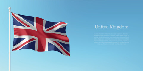 Obraz premium Waving Flag of Against Clear Blue Sky Copyspace