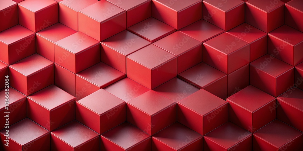 Poster Minimalist 3D Red Cube Geometry Background Pattern Design for Modern Decor and Graphic Projects