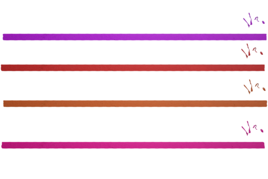 Painted lines of colorful paints. On isolated transparent background.