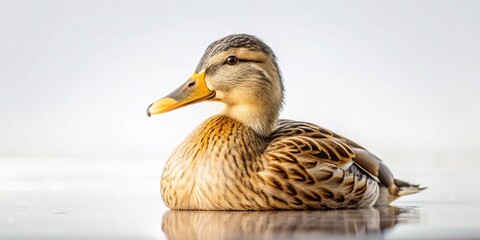 Fototapeta premium Minimalist Barbarie Duck on White Background - Elegant Animal Photography, Nature, Wildlife, Pet, Avian, Domestic, Bird, Duck, Waterfowl, Clean Aesthetics, Simple Design, Minimalism,