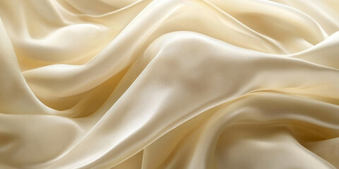Obraz premium Delicate silk fabric texture in warm champagne tones with soft, flowing folds and gentle light reflections