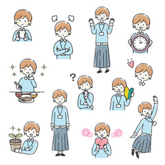 女性会社員のイラストセット