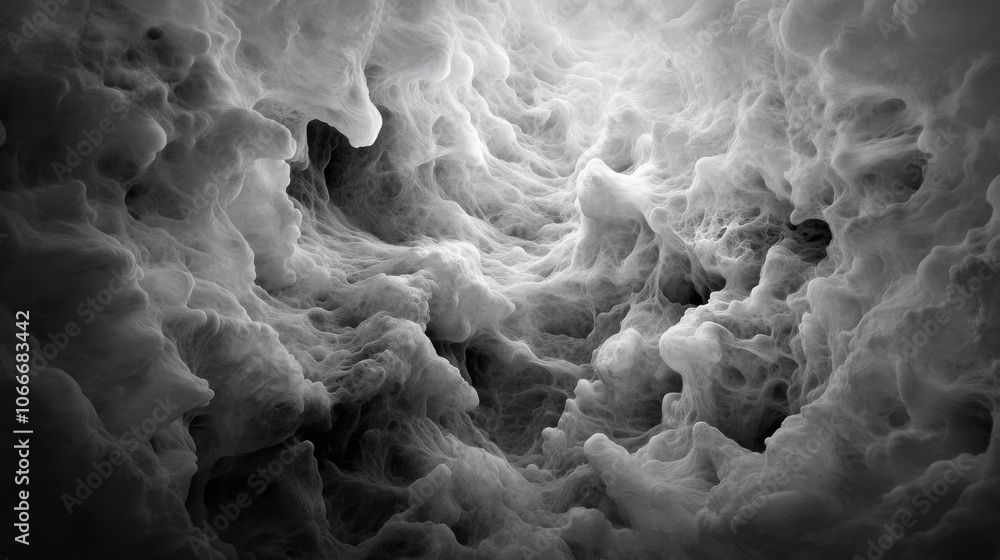 Poster complex interplay of digital waves creating textured, abstract background. swirling forms evoke sens