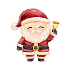 Watercolor Christmas with adorable smiling Santa Claus cartoon character, Perfect for Christmas greeting cards and festive decoration vector