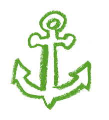 Anchor Sea Ocean Related Icon Crayon Chalk Drawing Vector