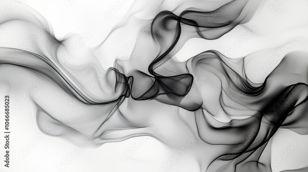 Aufkleber flowing black and white abstract smoke creates dynamic visual effect, evoking sense of movement and 