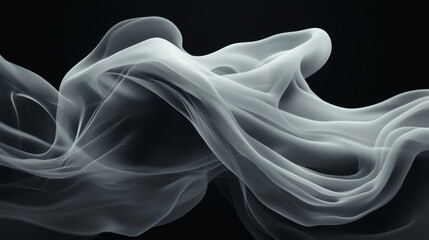 Fototapeta premium swirling mass of translucent white fabric creates ethereal digital pattern, evoking sense of fluidity and movement against dark background