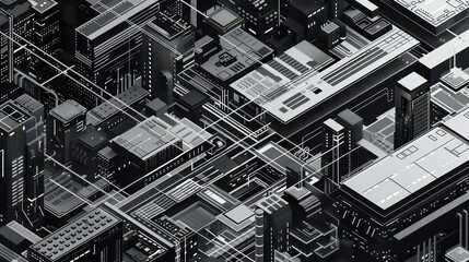 Abstract isometric designs offering a futuristic, digital aesthetic for modern creative projects. Illustrations