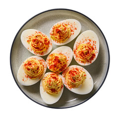 Delicious deviled eggs on a plate transparent background