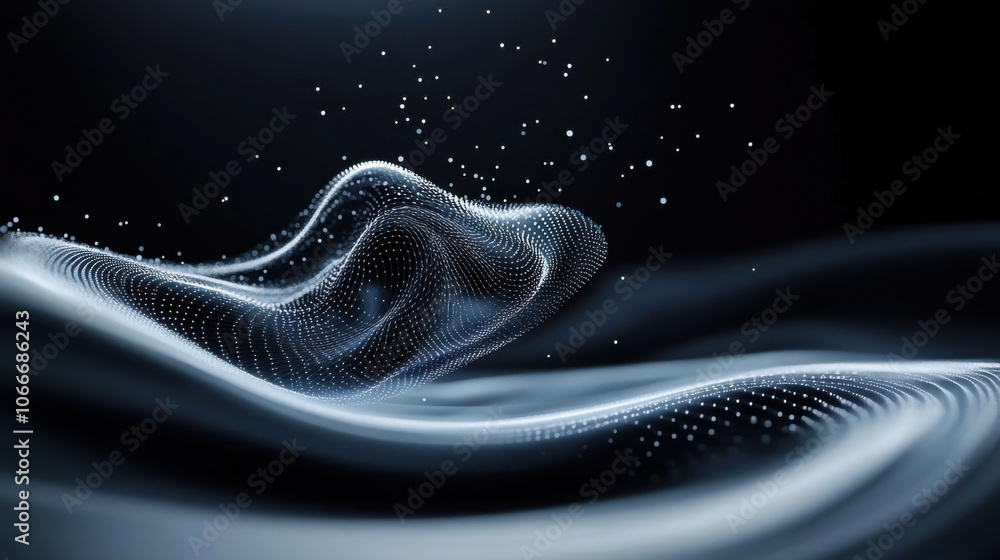 Poster abstract black and white waves spiraling into vortex create mesmerizing visual effect, evoking sense