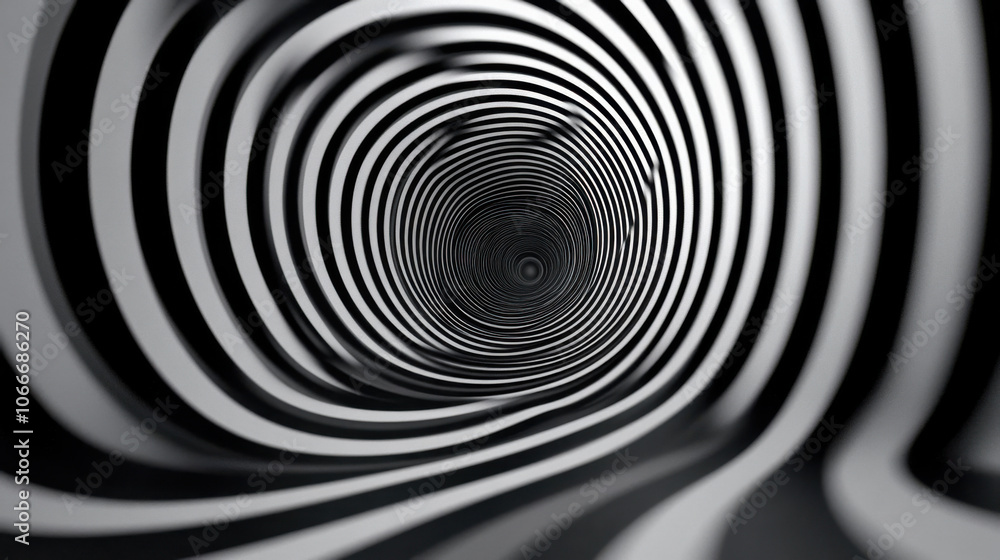 Poster abstract black and white waves spiraling into vortex create mesmerizing visual effect. dynamic patte