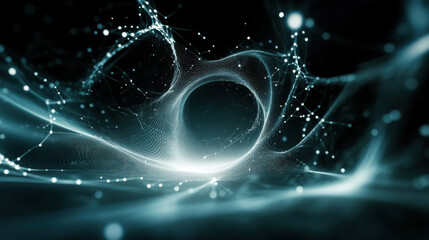 Fototapeta premium Abstract representation of vortex with glowing particles and lines, creating sense of depth and movement. image evokes feeling of mystery and energy