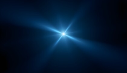Obraz premium Brilliant blue lens flare with radiant rays on a dark background for a serene and calming effect