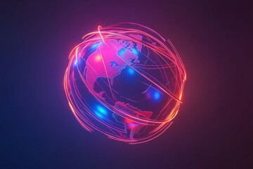 Glowing Earth: A Digital Illustration of Global Connectivity