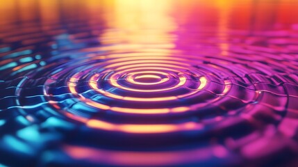 Vibrant Neon Ripples: A mesmerizing display of colorful concentric circles on a dynamic, glowing surface.