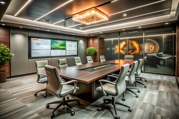 Modern Executive Meeting Room with Sleek Design and Ergonomic Furniture for Professional Presentations