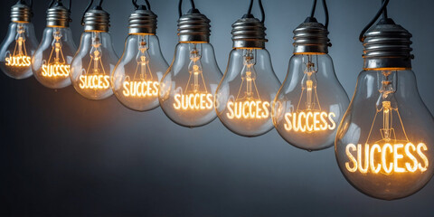 Success Idea Concept with Light Bulbs Symbolizing Inspiration and Achievement