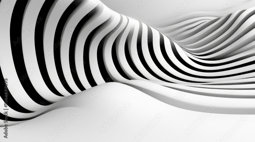 Poster dynamic black and white waves create mesmerizing vortex effect, showcasing fluid motion and depth. i