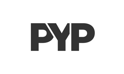 PYP logo design template with strong and modern bold text. Initial based vector logotype featuring simple and minimal typography. Trendy company identity.