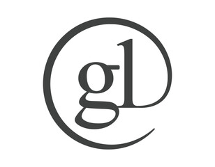 GL logo from two letter with circle shape email sign style. G and L round logotype of business company