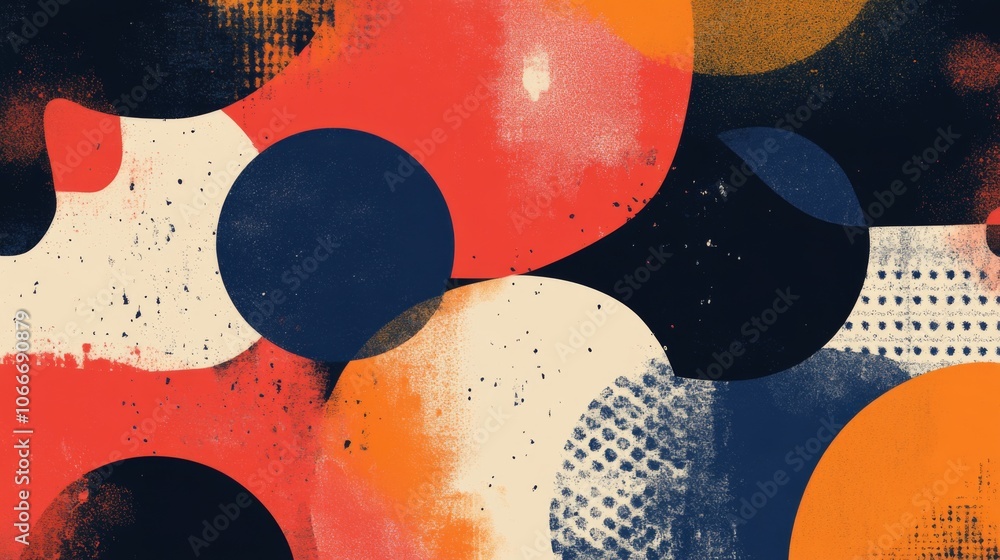 Poster vibrant abstract shapes in dynamic composition