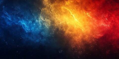 Grainy gradient background blue red yellow abstract glowing color wave black backdrop, noise texture banner poster header design, Generative AI