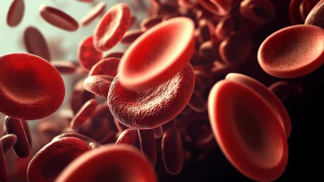 Red blood cells are seen flowing through a blood vessel