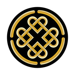 3D gold celtic shamrock knot heart love endless vector on white background  