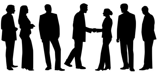 Business Team Brainstorming Concept silhouette of business people sitting discussing an idea.